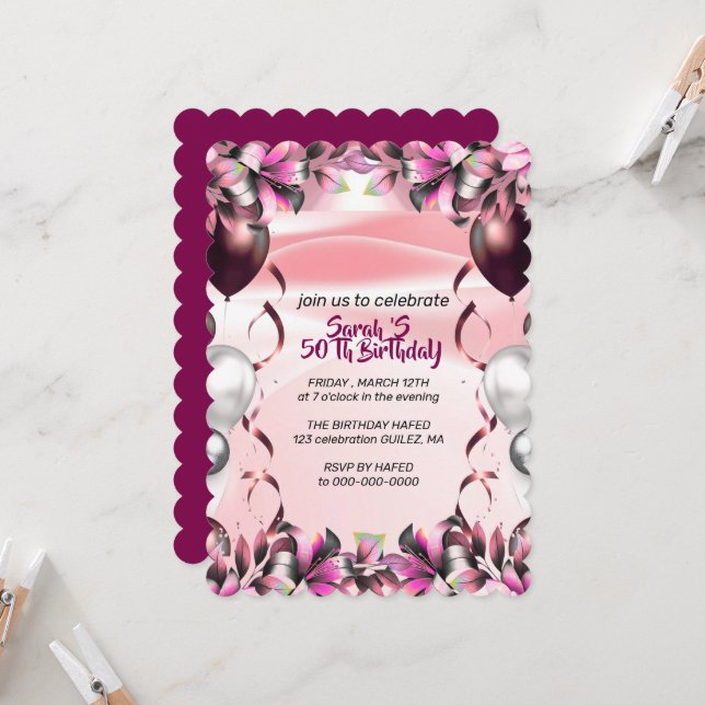 Let's Celebrate Invitation Template, Editable Surp (Devant/Arrière en situation)