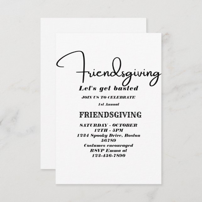 Let's Get Basted | Friendsgiving invitation (Devant / Derrière)