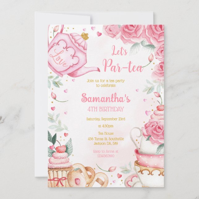 Let's Par-tea Birthday Tea Party Invitation (Devant)