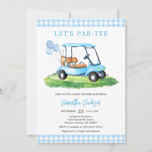 Let's Par-tee Golf Baby Shower Invitation (Devant)