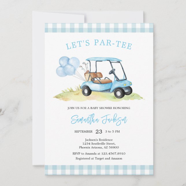 Let's Par-tee Golf Baby Shower Invitation (Devant)