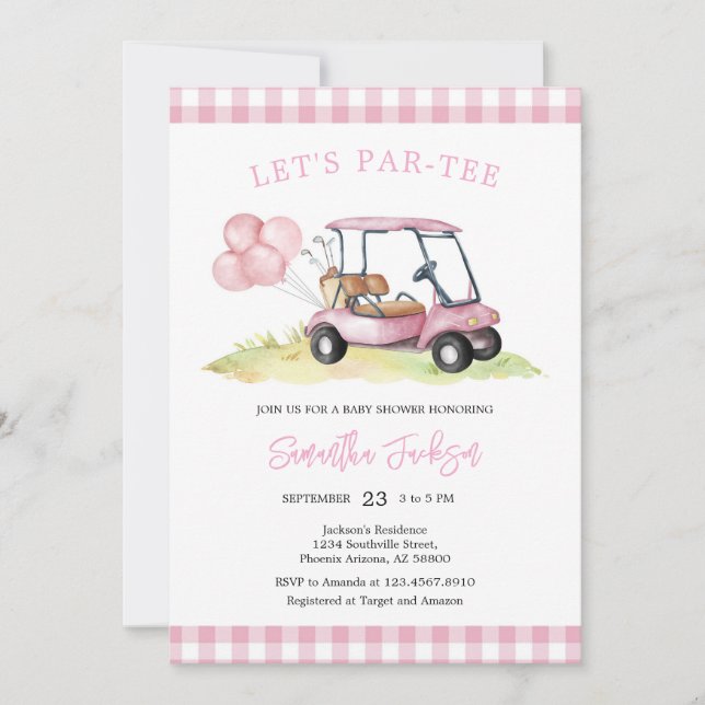 Let's Par-tee Golf Baby Shower Invitation (Devant)