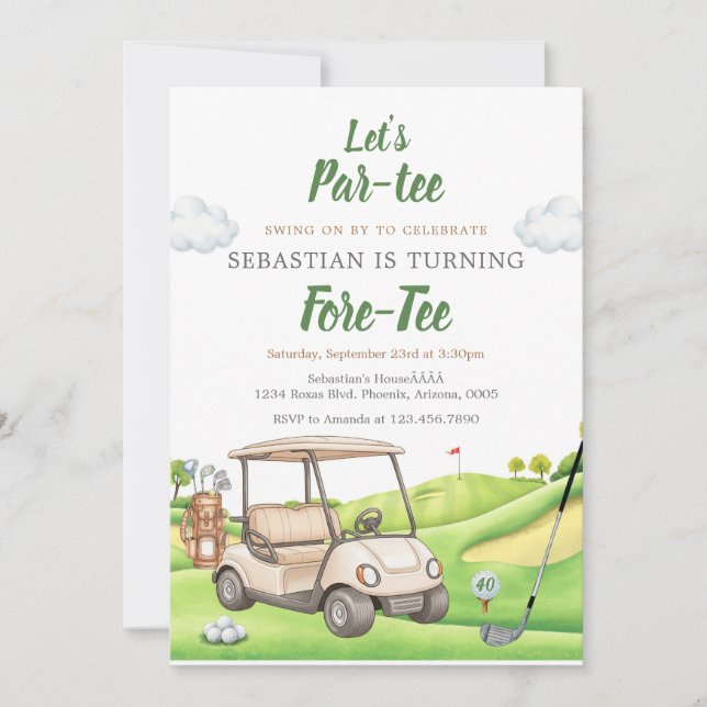 Let's Par Tee Golf Birthday Invitation (Devant)