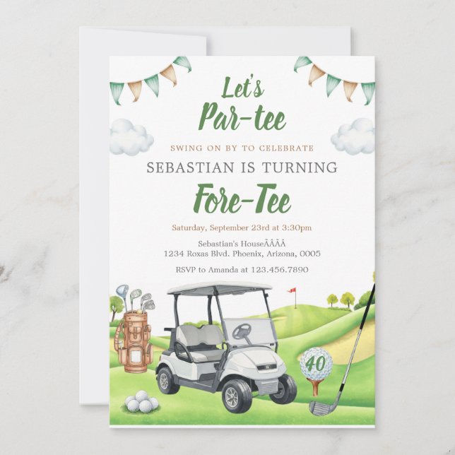 Let's Par Tee Golf Birthday Invitation (Devant)