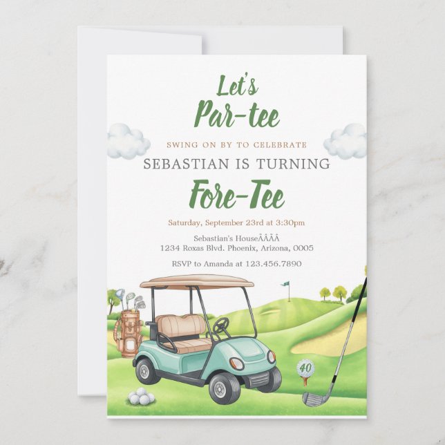Let's Par Tee Golf Birthday Invitation (Devant)
