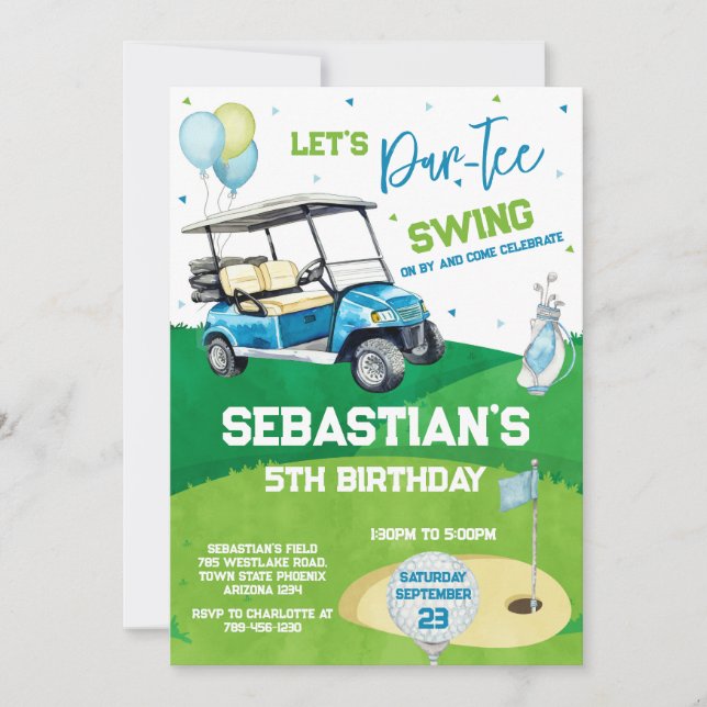 Let's Par Tee Golf Birthday Invitation (Devant)