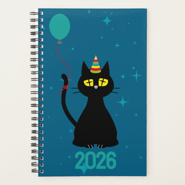 LET'S PARTY! - Tipsy Black Cat Planner (Devant)