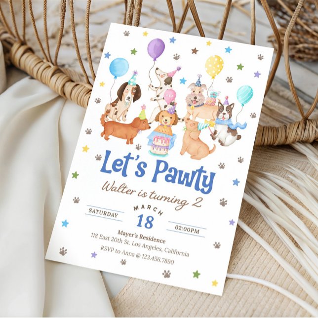 Let's Pawty Puppy Dog Birthday Invitation for Boy (Créateur téléchargé)