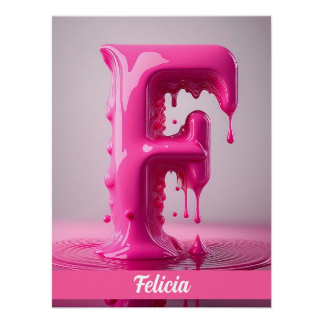 Letter F, Monogram F - Customizable Name Poster  (Devant)