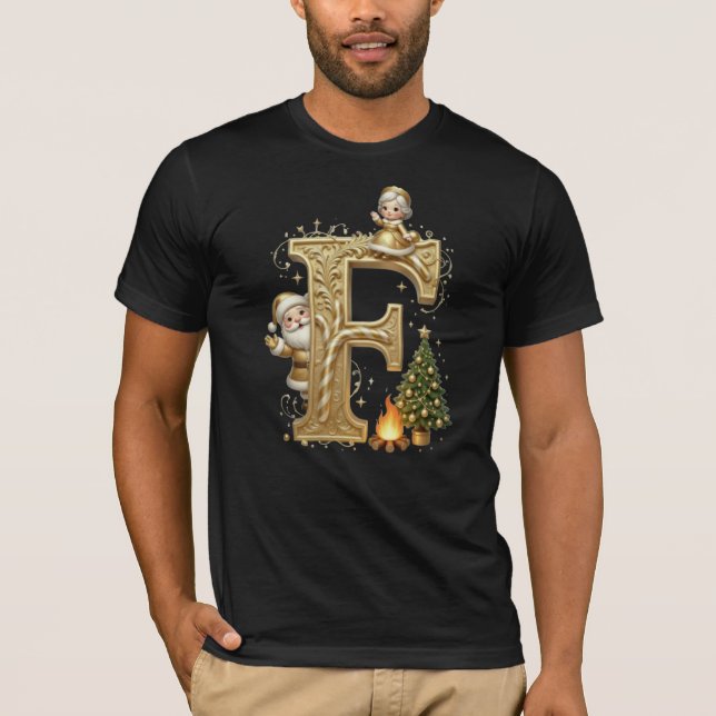 Letter F: Royal Gold Luxury T-Shirt  (Devant)