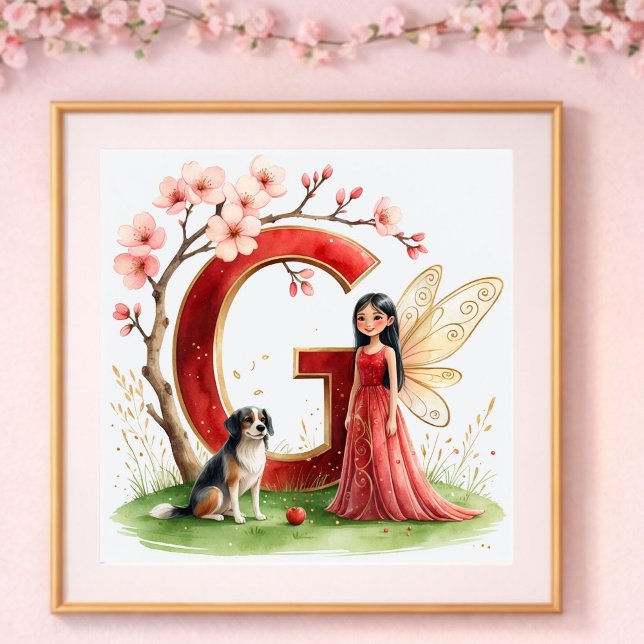 Letter G Chinese Dog Fairy Poster - Alphabet Art (Créateur téléchargé)