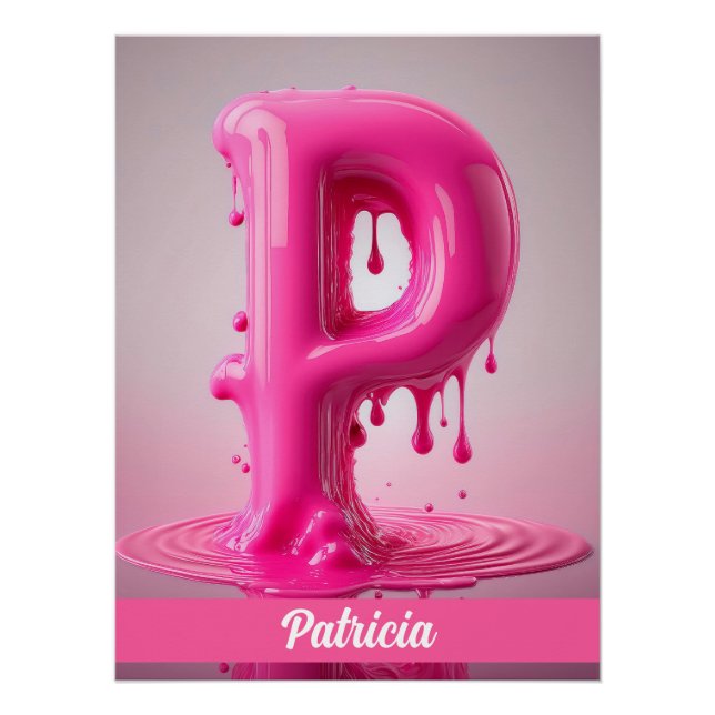 Letter P, Monogram P  - Customizable Name Poster  (Devant)