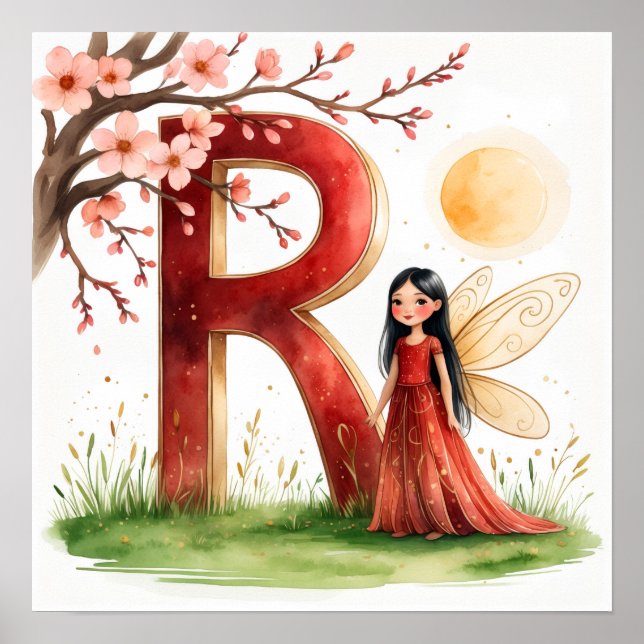 Letter R Sunrise Fairy Poster Golden Sun Alphabet  (Devant)
