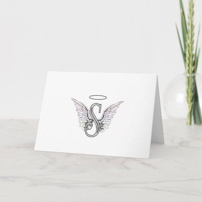 Letter S Initial Monogram with Angel Wings & Halo (Devant)