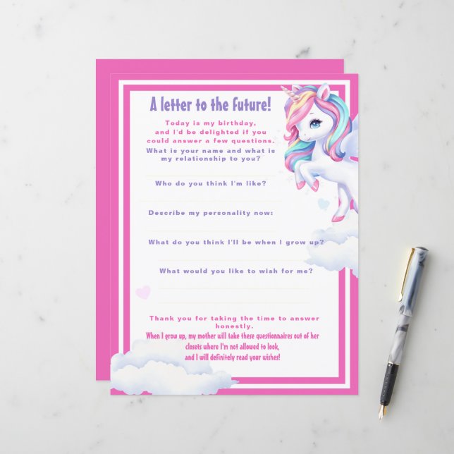 "Letter to the Future" game for a magical birthdау (Devant/Arrière en situation)