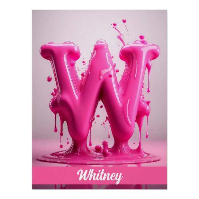 Letter W, Monogram W - Customizable Name Poster  (Devant)