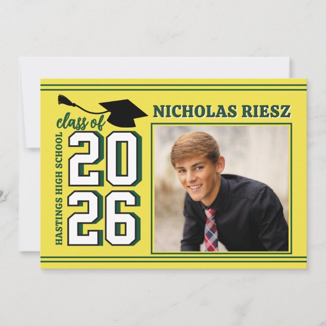 LETTERMAN GRAD YELLOW Announcement & Invitation (Devant)