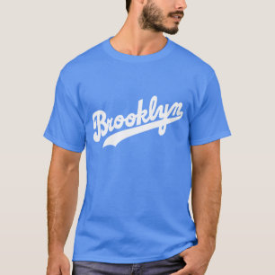 Lettrage blanc de T-shirt de Brooklyn