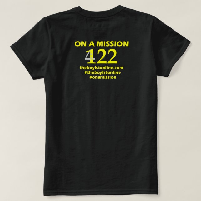 Lettrage jaune (vide) de T-shirt "sur mission" (Design dos)