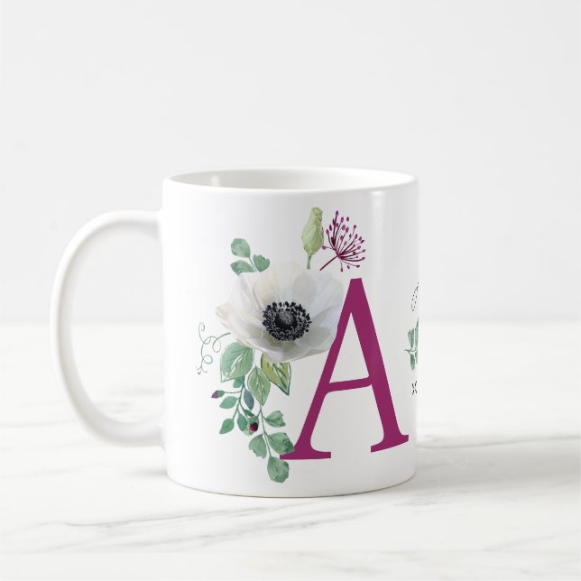 Lettre А aux fleurs élégantes Café Mug (Gauche)