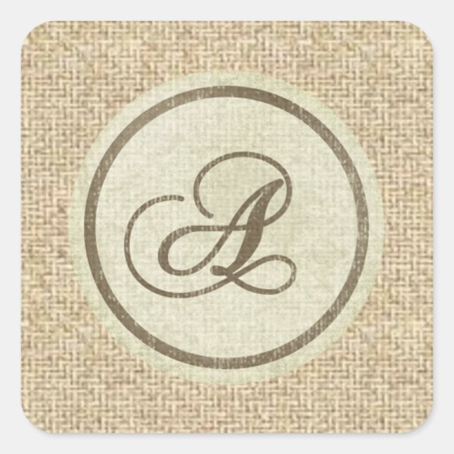 Lettre A burlap autocollants de conception rustiqu (Devant)
