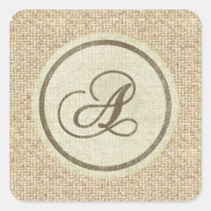 Lettre A burlap autocollants de conception rustiqu
