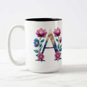 Lettre A Café Mug - Design floral pour le don