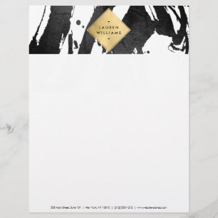 Lettre À En-tête Brosse noire Abstraite Faux Gold Foil Diamond