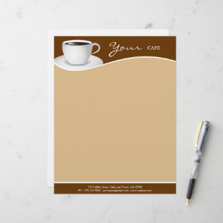 Lettre À En-tête Café White Cup Café Shop Business Letterhead