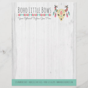 Lettre À En-tête Crâne de vache Boho avec des nœuds Mignon et rusti