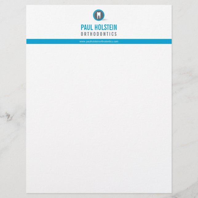 Lettre À En-tête DENTIST LETTERHEAD :: logo de dent moderne bleu (Devant)