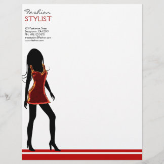 Lettre À En-tête Fashion Girls in Red Dress Letterhead Modèle