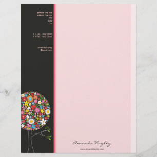Lettre À En-tête Fleurs printanières colorées Arbre fantaisiste et
