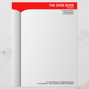 Lettre À En-tête Livre ouvert - Rouge