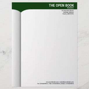 Lettre À En-tête Livre ouvert - Vert foncé 003300
