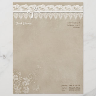 Lettre À En-tête Mariage papillon de dentelle florale