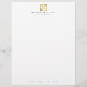 Lettre À En-tête Moderne Abstrait Faux Gold Floral Logo Wellness