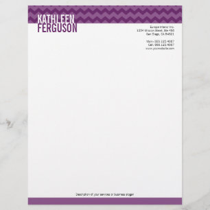 Lettre À En-tête Motif chevron chic violet profond deux tons stylis