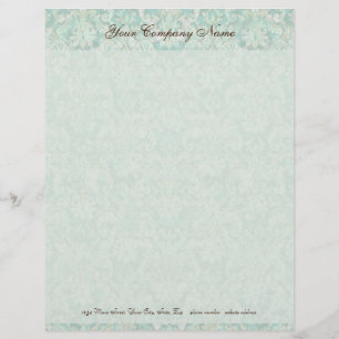 Lettre À En-tête Papeterie d'Aqua de Fleur di Lys Damask