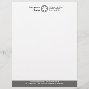 Lettre À En-tête Pied de page couleur (logo Asterisk) - gris