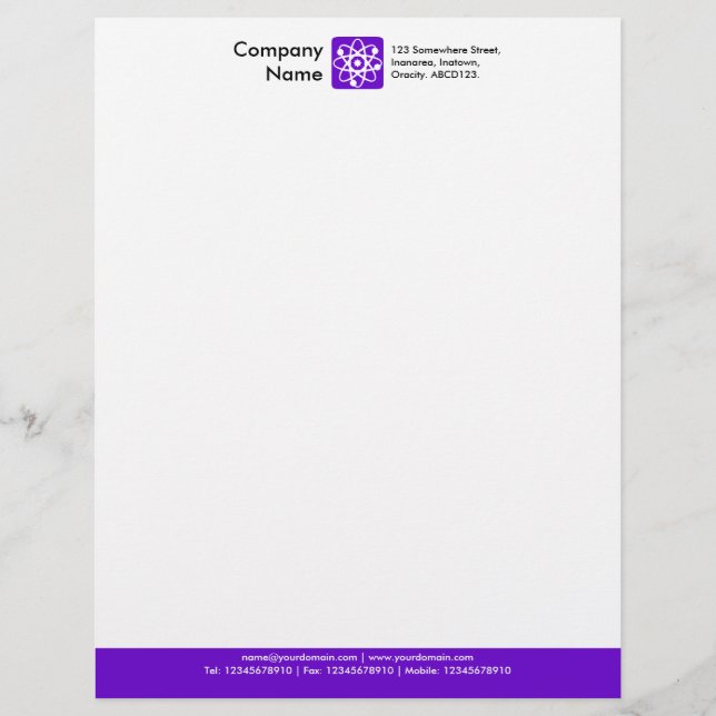 Lettre À En-tête Pied de page couleur - Violet (Devant)
