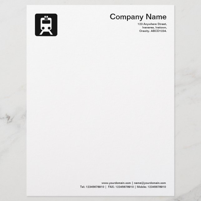 Lettre À En-tête Symbole de train - Noir (Devant)