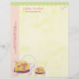 Lettre À En-tête Tortues à fleurs Garde d'enfants Entreprises
