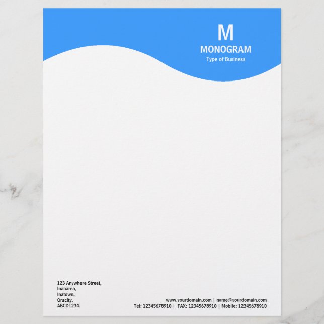 Lettre À En-tête Vague Monogramme - Bleu Bébé 3399FF (Devant)