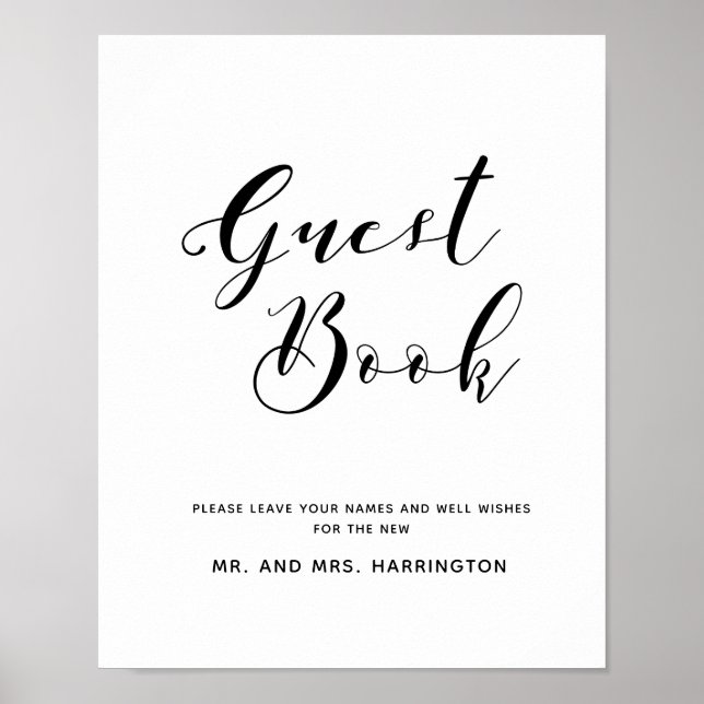 Lettre à la main Chic Mariage Livre d'or (Devant)