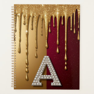 Lettre A Monogramme Doré Avec Métal Qui Dégouline