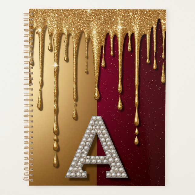 Lettre A Monogramme Doré Avec Métal Qui Dégouline (Devant)