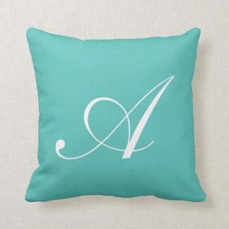 Lettre A Monogramme Turquoise Coussin