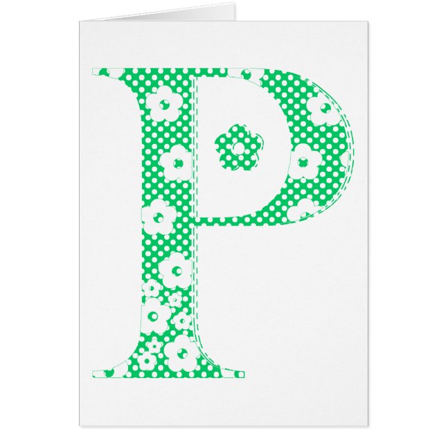 lettre à motifs floraux P (vert & points) (Devant)