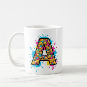 Lettre A Mug avec Emoji Design amusant